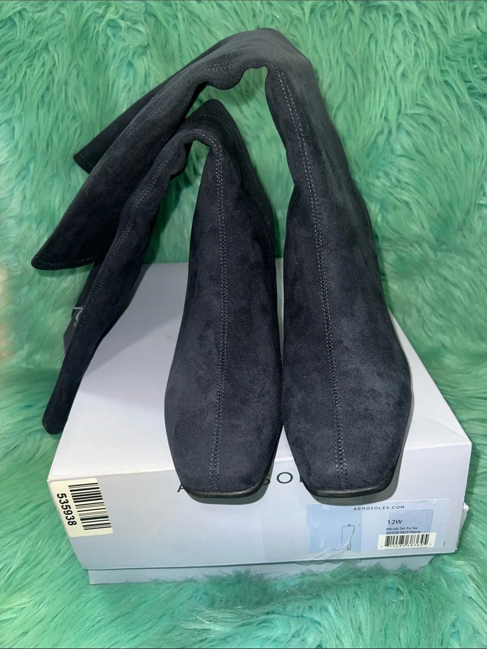 AEROSOLES Dark Gray Faux-Suede Thigh-High Boots Women’s Size 12 - NIB